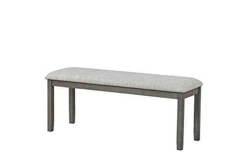 GTU Furniture Walnut/Grey Solid Wood Dining Set for 6, Oval Table Top with 4 Chairs and a Bench