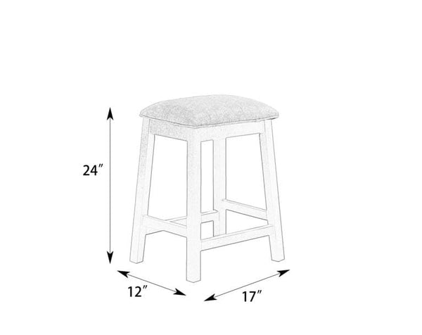 GTU Furniture Set of 2 Counter Height 24" Backless Kitchen Island Barstools Chair with Wood Footrest Leg and Fabric Cushion