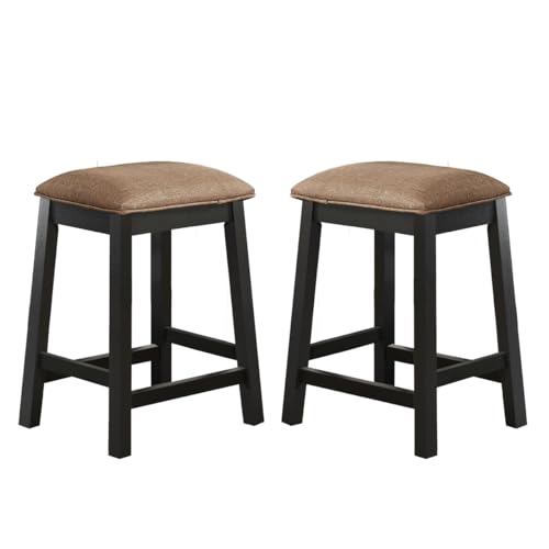 GTU Furniture Set of 2 Counter Height 24" Backless Kitchen Island Barstools Chair with Wood Footrest Leg and Fabric Cushion