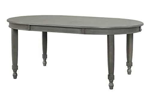 GTU Furniture Walnut/Grey Solid Wood Dining Set for 6, Oval Table Top with 4 Chairs and a Bench