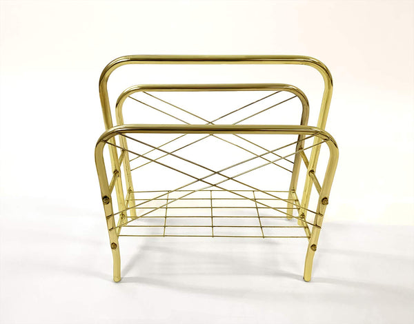 GTU Furniture Modern Brass Standing Book/Magazine Rack Holder