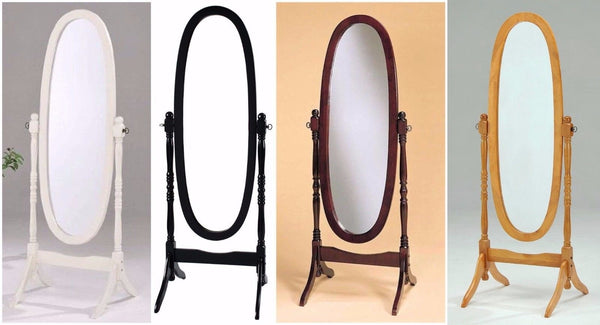 GTU Furniture Swivel Adjustable Full-Length Oval Wood Cheval Floor Mirror, in White/Black/Cherry/Oak/Silver/Gold/Espresso/Grey Finish