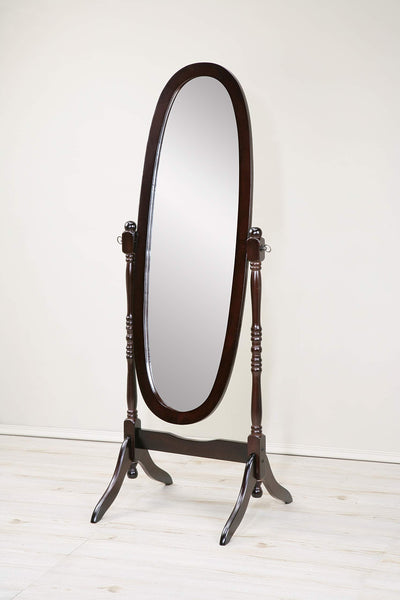 GTU Furniture Swivel Adjustable Full-Length Oval Wood Cheval Floor Mirror, in White/Black/Cherry/Oak/Silver/Gold/Espresso/Grey Finish