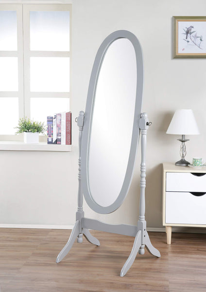 GTU Furniture Swivel Adjustable Full-Length Oval Wood Cheval Floor Mirror, in White/Black/Cherry/Oak/Silver/Gold/Espresso/Grey Finish