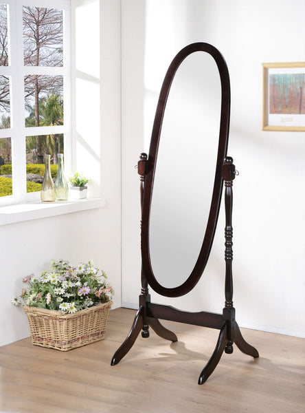 GTU Furniture Swivel Adjustable Full-Length Oval Wood Cheval Floor Mirror, in White/Black/Cherry/Oak/Silver/Gold/Espresso/Grey Finish