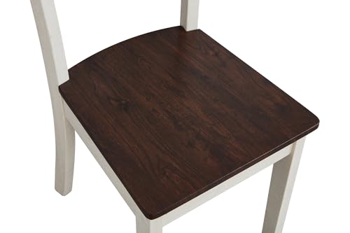 Set of 4 Wood Armless Kitchen Dining White Ladder Back Chairs Solid Wood Modern Style with Grey – Brown Seat alternate view 5