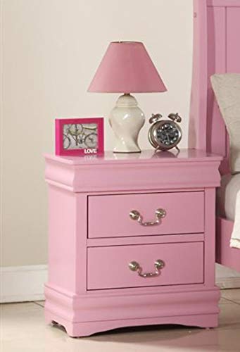 GTU Furniture Louis Philippe 2-Drawer Nightstand in Cherry/Black/Grey/Pink/Purple — Pink
