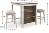 White / Light Brown Wood Counter Height Dining Set with 2 Stools, Small Space – alternate view 4