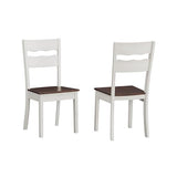 Set of 4 Wood Armless Kitchen Dining White Ladder Back Chairs Solid Wood Modern Style with Grey – Brown Seat alternate view 3