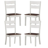 Set of 4 Wood Armless Kitchen Dining White Ladder Back Chairs Solid Wood Modern Style with Grey – Brown Seat product view