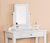 GTU Furniture Transitional Vanity Set with Mirror Stool — White