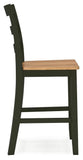 Set of 2 Two-Tone Wood Adjustable Height Bar Stools, Color Collection, Pub — Natural/Green