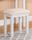 GTU Furniture Transitional Vanity Set with Mirror Stool — White