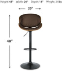 GTU Furniture Brown Faux Leather Adjustable Height Swivel Bar Stool with Footrest, Dining