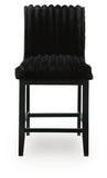 Set of 2 Black Wood Counter Height Bar Stools, Corduroy Upholstered, Modern – alternate view 3
