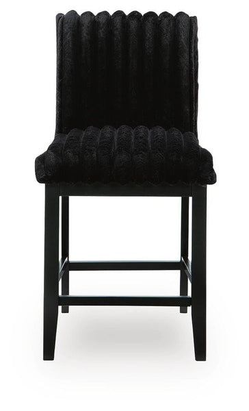 Set of 2 Black Wood Counter Height Bar Stools, Corduroy Upholstered, Modern – alternate view 3