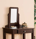 GTU Furniture Transitional Vanity Set with Mirror Stool — Espresso