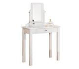 GTU Furniture Transitional Vanity Set with Mirror Stool — White