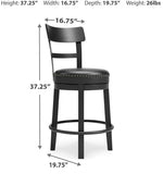GTU Furniture Swivel Bar Stools, Color Collection, Counter Height, Kitchen Island Stool — Black