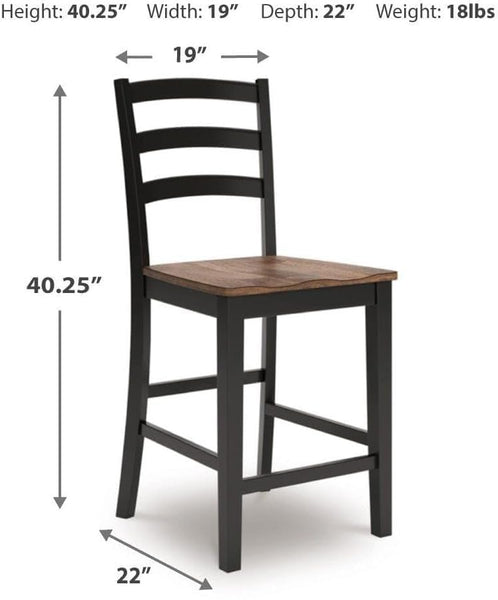 Set of 2 Brown / Black Wood Adjustable Height Bar Stools, Butcher Block Seat – alternate view 3