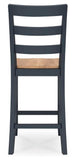 Set of 2 Two-Tone Wood Adjustable Height Bar Stools, Color Collection, Pub — Natural/Blue