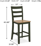 Set of 2 Two-Tone Wood Adjustable Height Bar Stools, Color Collection, Pub — Natural/Green