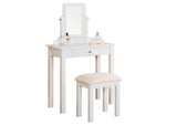 GTU Furniture Transitional Vanity Set with Mirror Stool — White