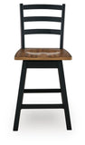 Set of 2 Brown / Black Wood Swivel Counter Height Bar Stools with Footrest – alternate view 3