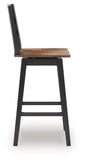 Set of 2 Brown / Black Wood Bar Height Swivel Bar Stools, Butcher Block Seat – alternate view 5