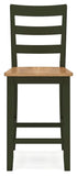 Set of 2 Two-Tone Wood Adjustable Height Bar Stools, Color Collection, Pub — Natural/Green