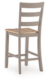 Set of 2 Natural / Gray Wood Counter Height Bar Stools, Two-Tone, Solid Wood – alternate view 5