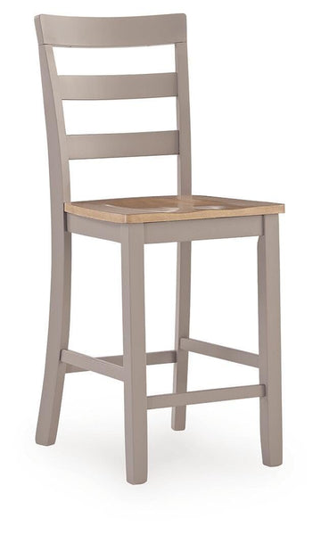Set of 2 Natural / Gray Wood Counter Height Bar Stools, Two-Tone, Solid Wood – alternate view 2