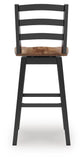 Set of 2 Brown / Black Wood Bar Height Swivel Bar Stools, Butcher Block Seat – alternate view 6