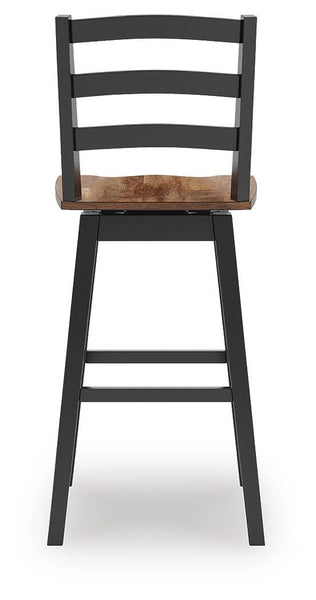 Set of 2 Brown / Black Wood Bar Height Swivel Bar Stools, Butcher Block Seat – alternate view 6