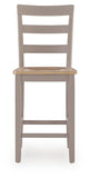 Set of 2 Natural / Gray Wood Counter Height Bar Stools, Two-Tone, Solid Wood – alternate view 3