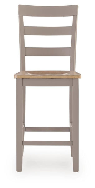 Set of 2 Natural / Gray Wood Counter Height Bar Stools, Two-Tone, Solid Wood – alternate view 3