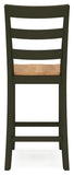 Set of 2 Two-Tone Wood Adjustable Height Bar Stools, Color Collection, Pub — Natural/Green