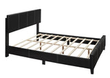 GTU Furniture Twin/Full/Queen/King Upholstered Faux Leather Headboard with Platform Bed Frame in Espresso/Black/White — Espresso / Full-size