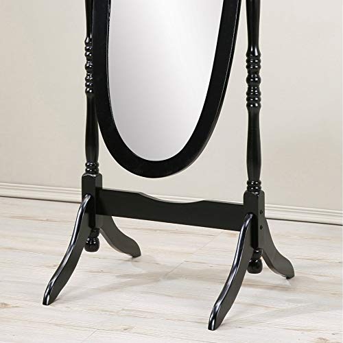 GTU Furniture Swivel Adjustable Full-Length Oval Wood Cheval Floor Mirror, in White/Black/Cherry/Oak/Silver/Gold/Espresso/Grey Finish