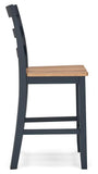 Set of 2 Two-Tone Wood Adjustable Height Bar Stools, Color Collection, Pub — Natural/Blue