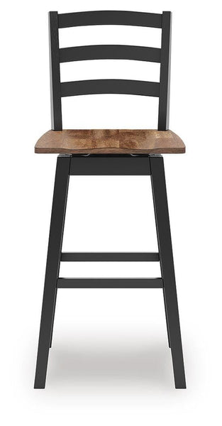 Set of 2 Brown / Black Wood Bar Height Swivel Bar Stools, Butcher Block Seat – alternate view 4