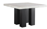 GTU Furniture 5Pc Square Dining Table with Faux Marble Top and 4 Upholstered Blue/Grey Chairs Dining Room Set — Grey Chair