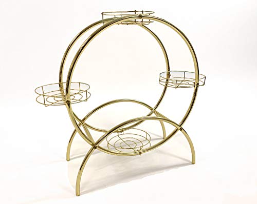 Brass Metal 2-Circle Outdoor Indoor Plant Stand Garden Decor Flower Pot Shelves – alternate view 2