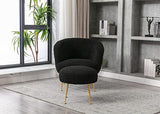 Teddybear Plush Fur Arm Chair with Gold Metal Legs Upholstered Accent Club Chair and Ottoman Footrest – alternate view 4