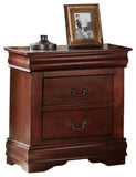 GTU Furniture Louis Philippe 2-Drawer Nightstand in Cherry/Black/Grey/Pink/Purple — Cherry