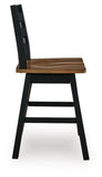 Set of 2 Brown / Black Wood Swivel Counter Height Bar Stools with Footrest – alternate view 4