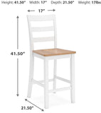 Set of 2 Two-Tone Wood Adjustable Height Bar Stools, Color Collection, Pub — Natural/White