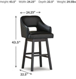 Set of 2 Black / Dark Brown Faux Leather Bar Height Swivel Bar Stools, Dining – alternate view 4