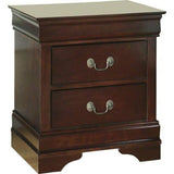 GTU Furniture Louis Philippe 2-Drawer Nightstand in Cherry/Black/Grey/Pink/Purple — Cherry