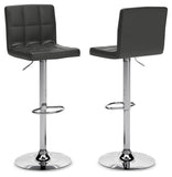 Set of 2 Black / Chrome Faux Leather Adjustable Height Swivel Bar Stools, Pub – alternate view 8
